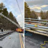 <p>A woman who fell 25 feet from a bridge in Torrington was rescued by firefighters.</p>