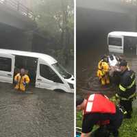Disabled Patient, Caregivers Rescued From Flooded Bronx River Parkway In White Plains