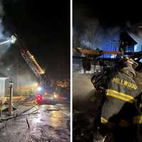 <p>Firefighters of the Millwood Fire Co. #1 work to put out flames at a home in Montrose.</p>