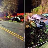 Driver Hospitalized After Car Slams Into Pole In Yorktown