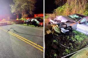 Driver Hospitalized After Car Slams Into Pole In Yorktown