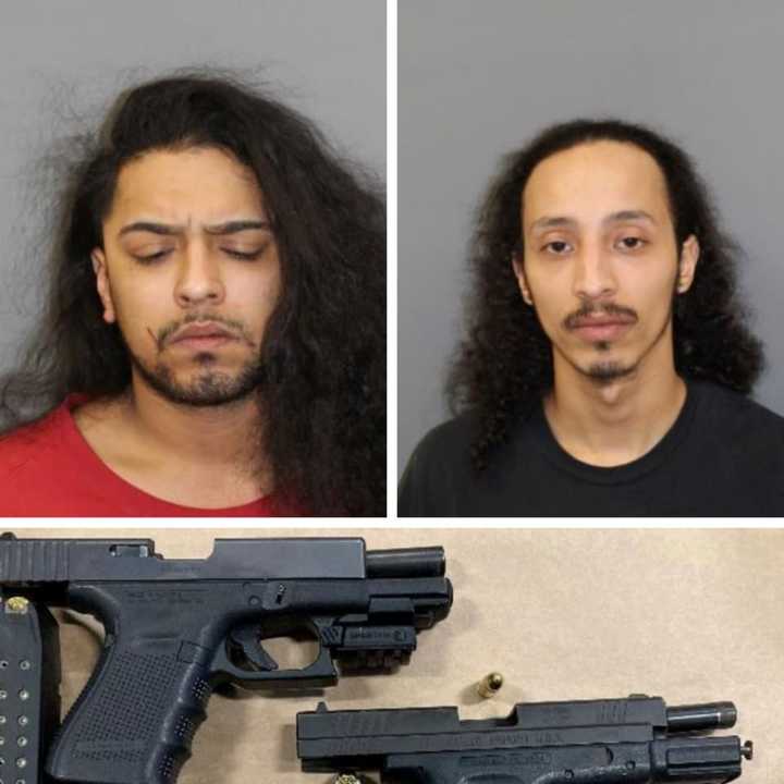 Meriden residents Wesley Vazquez-Santana (right), and Richard Ortiz (left) were both arrested and had their illegal firearms seized after a fight at a hookah lounge in Manchester.