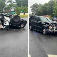 Police Cruiser Flips After Crash In CT: Both Drivers Sent To Hospital