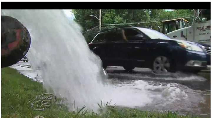 A late-morning water main break on South Broadway in Tarrytown tied up traffic and shut down water pressure for a few hours on Tuesday.