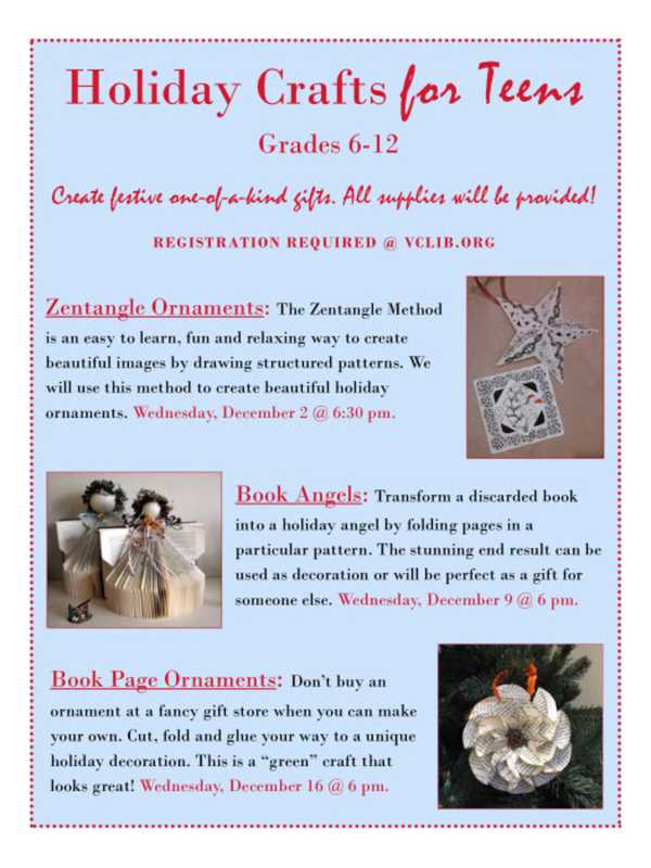 Teens Invited To Holiday Craft-Making Sessions At Valley Cottage Library