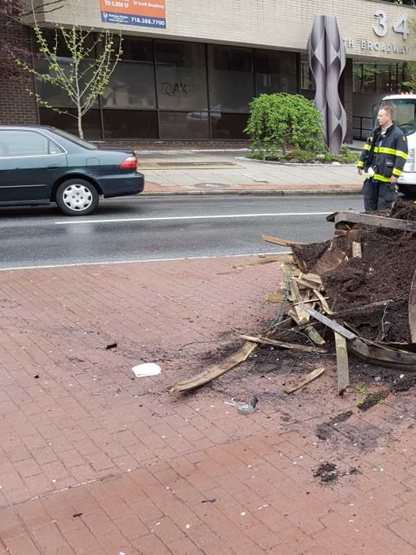 White Plains Flower Basket Damaged During Car Accident