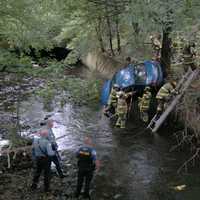 <p>The woman was taken by ambulance to a nearby hospital after the crash.</p>