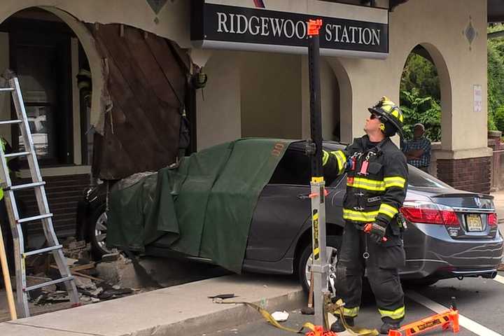 Sedan Plows Into Taxi Stand At Ridgewood Train Station