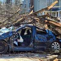 <p>What was left of the 2023 Toyota Corolla following the afternoon crash on Weiss Road in Upper Saddle River.</p>