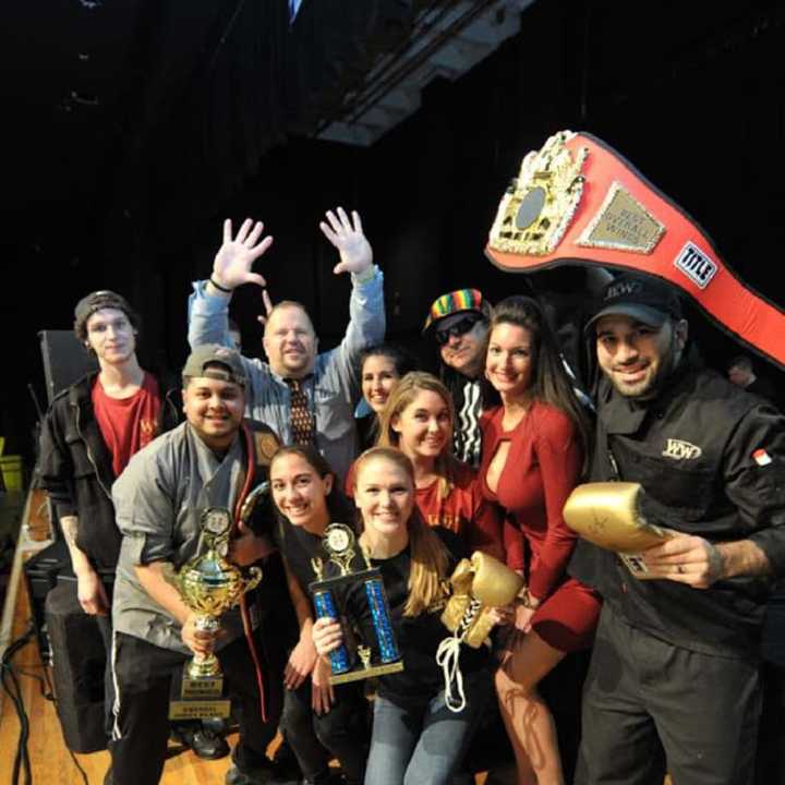 The crew from Whistling Willie&#x27;s American Grill in Fishkill celebrates their win as king of the Hudson Valley Wingfest. The fest&#x27;s founder, Angelo Notero, is third from left, with his hands in the air.