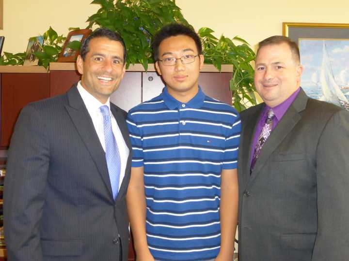 L to R: Mr. Dominick J. Gliatta, Director of Guidance, Jack L. Xiong, Mr. John P. Pascale, Principal