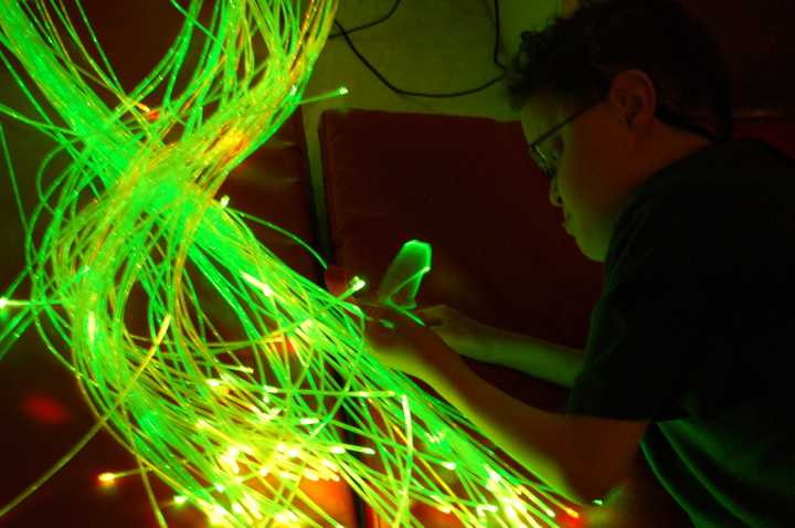 A Pines Bridge School student uses the new multi-sensory environment (MSE) room in Yorktown.