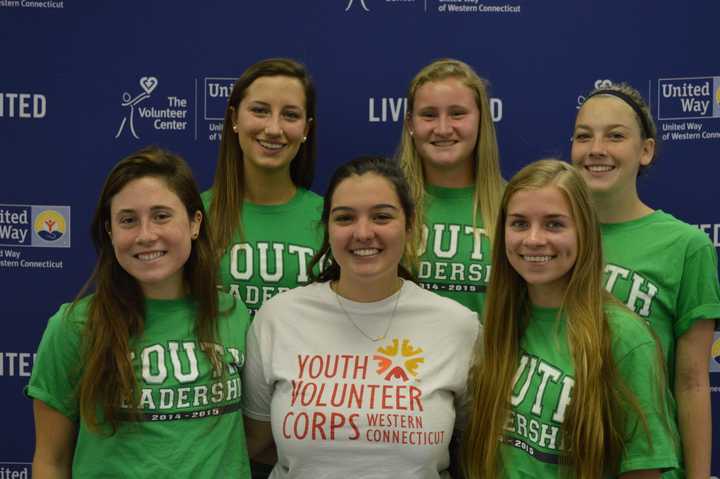 Youth Leadership Program members gather with Morgan Greening, AmeriCorps team leader for the Youth Volunteer Corps of Western Connecticut.