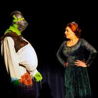 <p>Rye High School students rehearse for "Shrek the Musical." The cast includes Cameron Kamer as Shrek and Penny Deen as Fiona. There are three shows: at 7:30 p.m. Friday and Saturday, as well as a 2 p.m. matinee.</p>