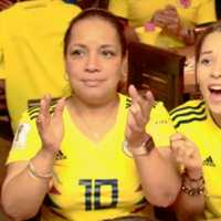 <p>Fans cheer on Colombia in the World Cup at Noches in Hackensack.</p>