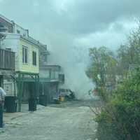 <p>Scene from the April 11 arson fire in Colwyn.</p>