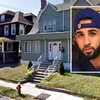 <p>The bodies of Aaron Anderson (inset) and Antonio Vega were found in a burning car parked outside this Paterson house.</p>