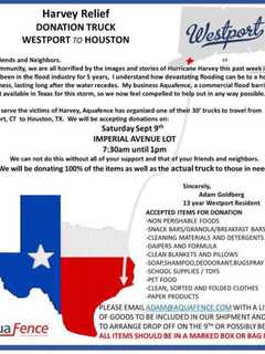 Help Load Truck In Westport With Donations For Hurricane Harvey Victims