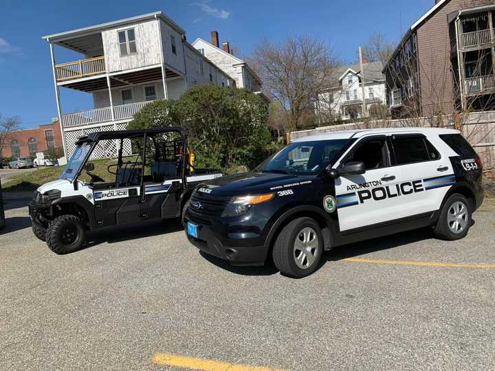 Police cars in Arlington, Massachusetts.