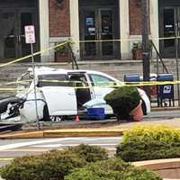 <p>The truck slammed into a minivan and an SUV outside the Union City post office before careening off the overpass.</p>