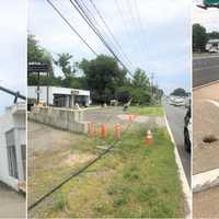 <p>The driver was pulling out of the parking lot after making a delivery when the wires got snagged, Police Chief Patrick Rotella said.</p>