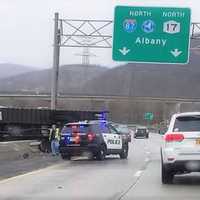 <p>The crash was barely a quarter-mile from the New Jersey exit for Route 17 (in distance).</p>