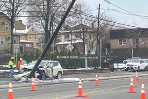 Hackensack Driver, 69, Hospitalized After SUV Rams Utility Pole On Route 1/9 In Ridgefield