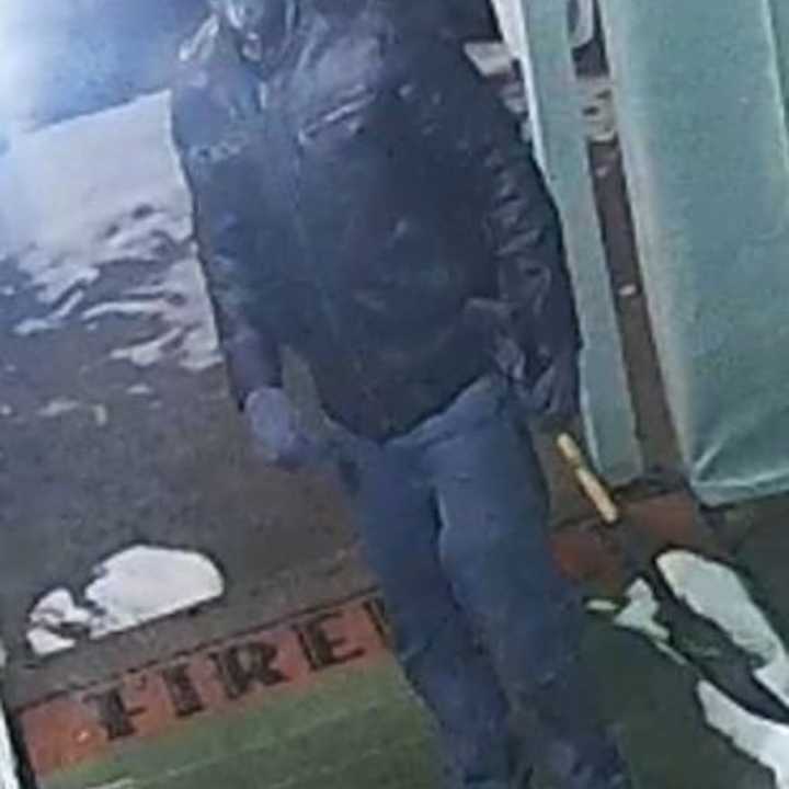 Surveillance footage of the man Suffolk County Police say tried breaking into Celtic Crossing Tavern in Kings Park Thursday, March 10.