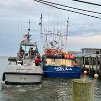 <p>A U.S. Coast Guard Station crew assists the disabled commercial fishing vessel Monica at Lighthouse Marina, in Barnegat Light, NJ, on Tuesday, Feb. 27, 2024.</p>