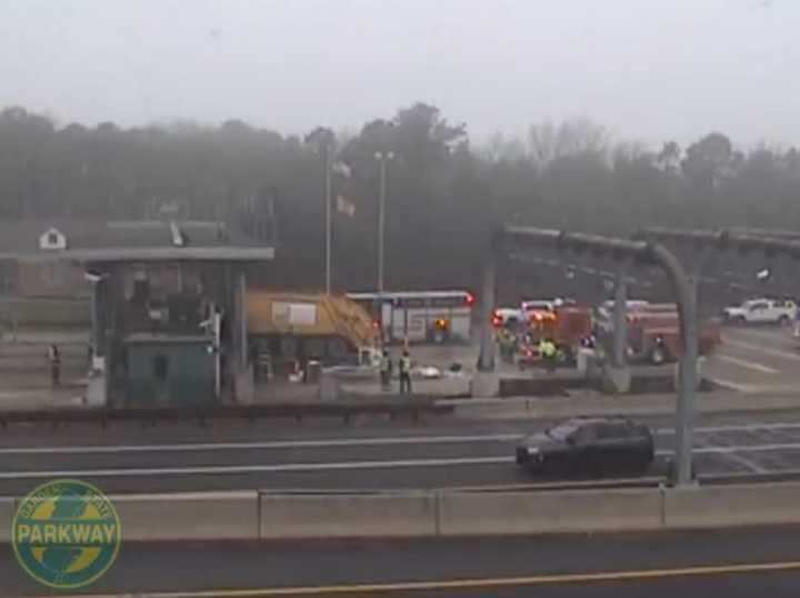 A crash at the Garden State Parkway South tollbooth in Barnegat, NJ.