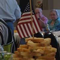 <p>A patriotic stack of bread</p>