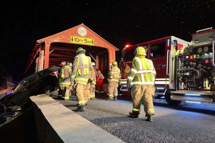 Historic Bridge Badly Damaged In Berks County Crash That Trapped Passenger