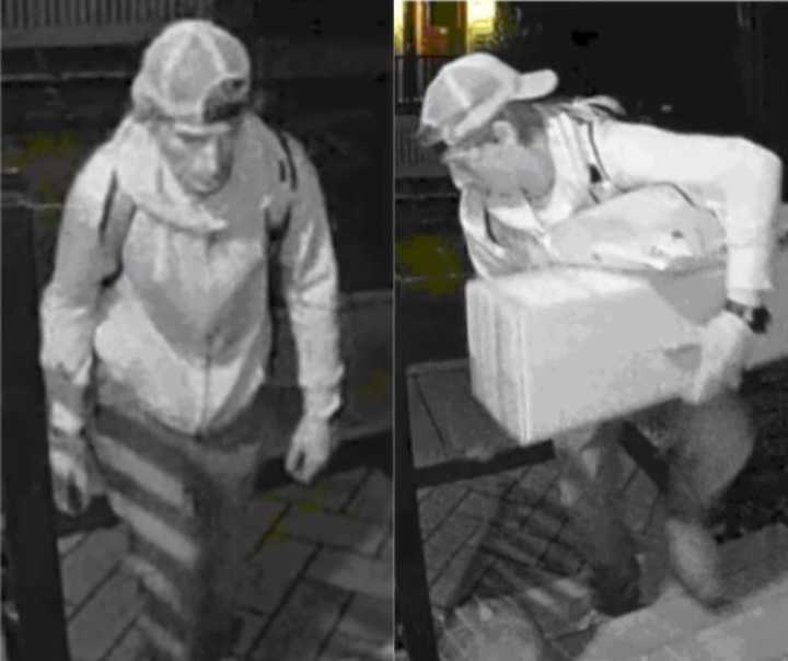 Package thief caught on surveillance footage in the Brookline Village area.