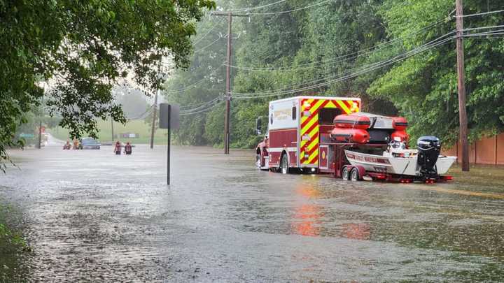 Scene from the flash flooding in Bucks County on Sunday, July 16.