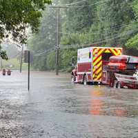 <p>Scene from the Bucks County flooding on Sunday, July 16</p>