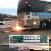 City-Bound Commuter Bus Catches Fire Near 'Spaghetti Bowl' In Wayne