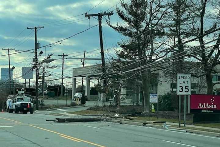 UPDATE: Wires Downed In Crash That Split Pole Closes Route 9W Nearly All Day