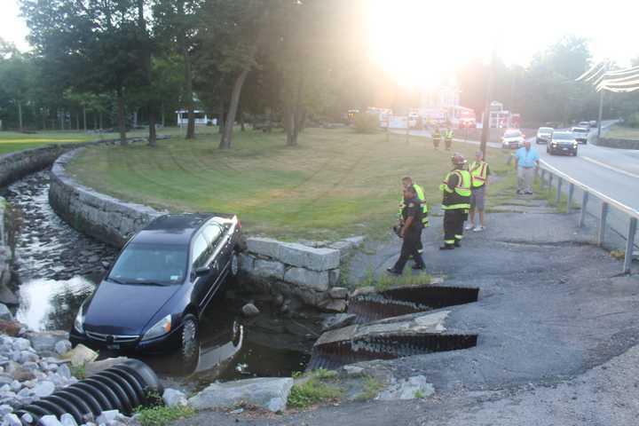 Car Lands In Brook After Accident In Mahopac Falls