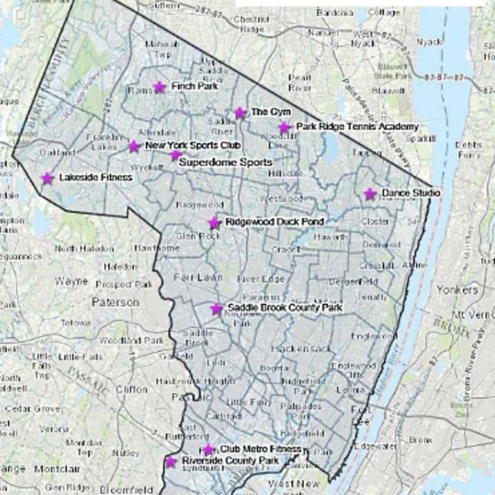 A map of struck locations.