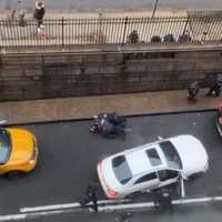 <p>Port Authority police seize the driver outside the Holland Tunnel in Manhattan.</p>