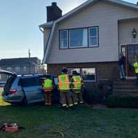 <p>Fair Lawn firefighters freed the van driver.</p>