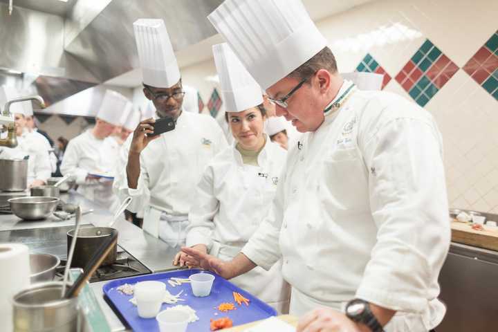 Howie Velie, far right, Associate Dean, Culinary Specializations at Hyde Park&#x27;s Culinary Institute of America.