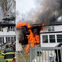 <p>Fire at 45 Cheryll Lane, Old Tappan, on Friday, April 7.</p>