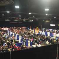 <p>Wing lovers and vendors pack the Mid-Hudson Civic Center in Poughkeepsie Saturday for the annual wing fest.</p>