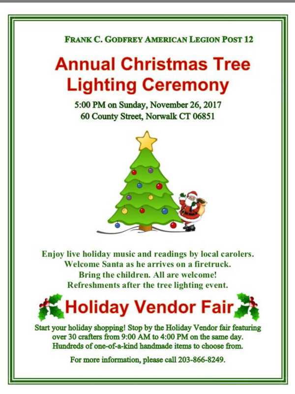 Ring In The Holidays At Norwalk American Legion Tree Lighting On Sunday