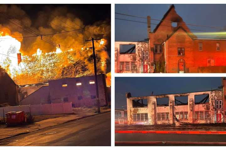 Firefighters Battle Blaze At Abandoned Church In Chester