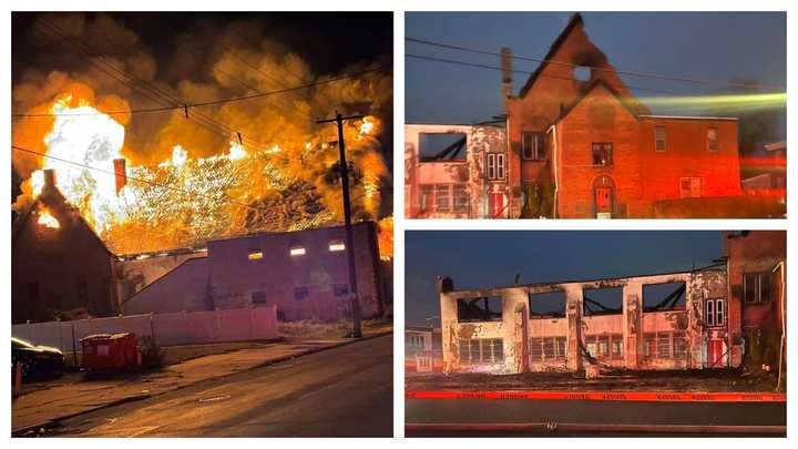 Scenes from the fire at the abandoned church at 612 West Third Street, Chester.&nbsp;