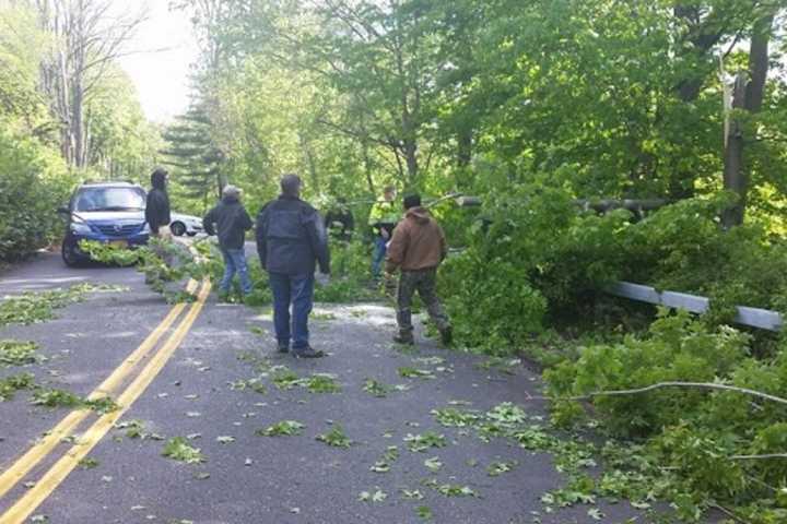 Clarkstown Workers, Residents Help Clear Fallen Tree