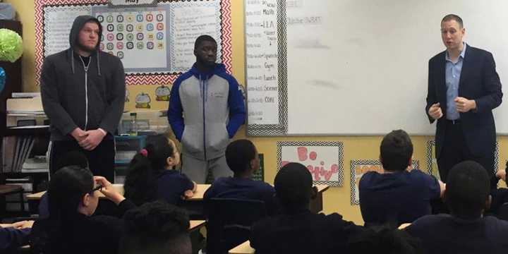 Concordia Clippers basketball team members recently visited with students from the Charter School of Educational Excellence.