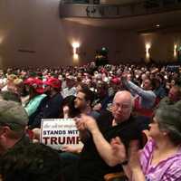 <p>Every seat is filled at the Klein in Bridgeport more than an hour before the rally Saturday for presidential candidate Donald Trump.</p>